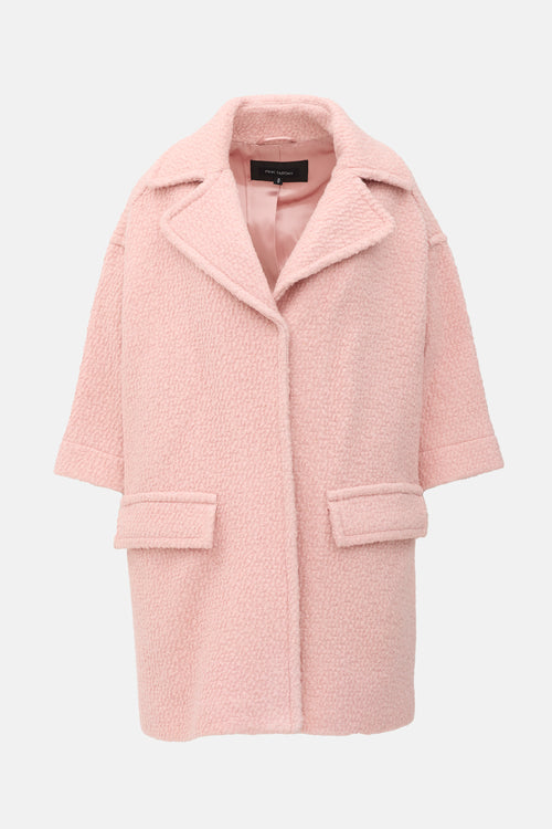 Pink Tartan Wool Boucle Coat