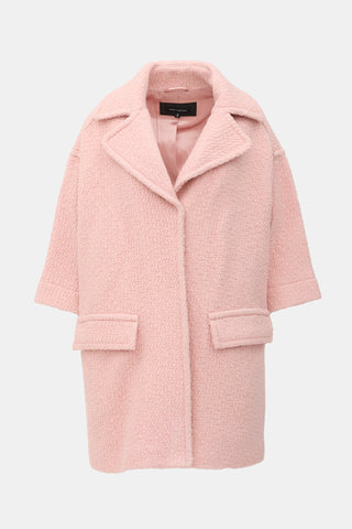 Pink Tartan Wool Boucle Coat