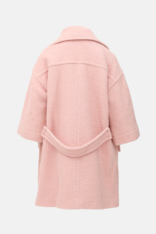 Pink Tartan Wool Boucle Coat