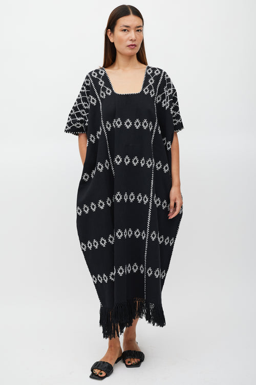 Pippa Holt Black & White Emboirdered No.60 Kaftan Dress