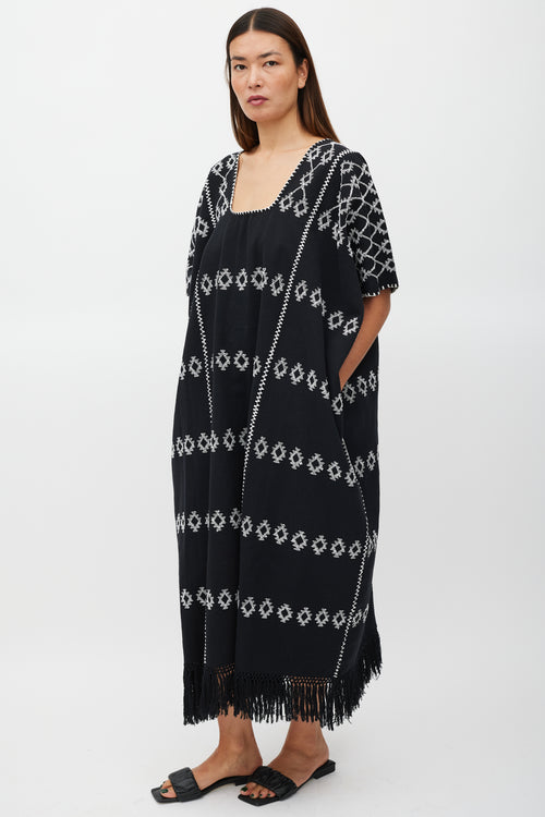 Pippa Holt Black & White Emboirdered No.60 Kaftan Dress
