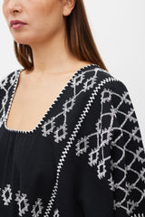 Pippa Holt Black & White Emboirdered No.60 Kaftan Dress