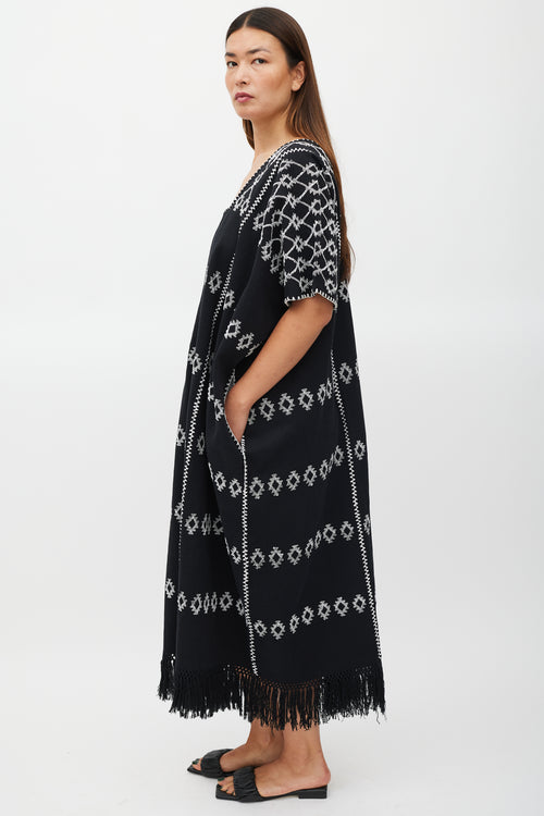 Pippa Holt Black & White Emboirdered No.60 Kaftan Dress