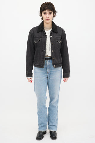 Pistola Black Denim Sherpa Trucker Jacket