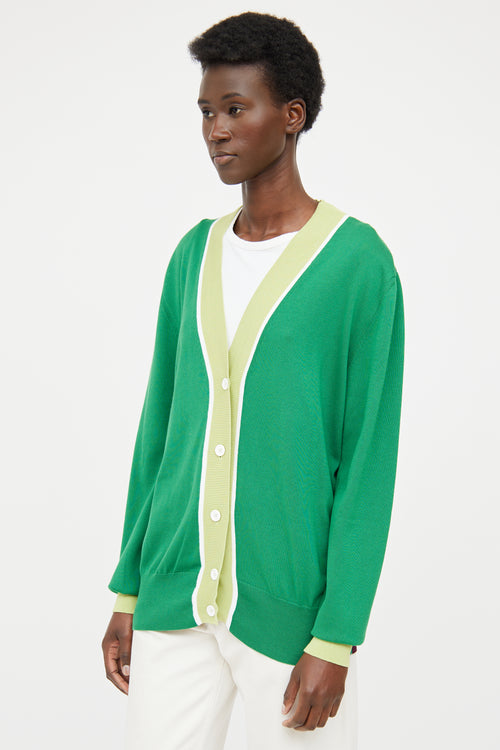 Plan C Green Multi Coloured Knit Button Cardigan