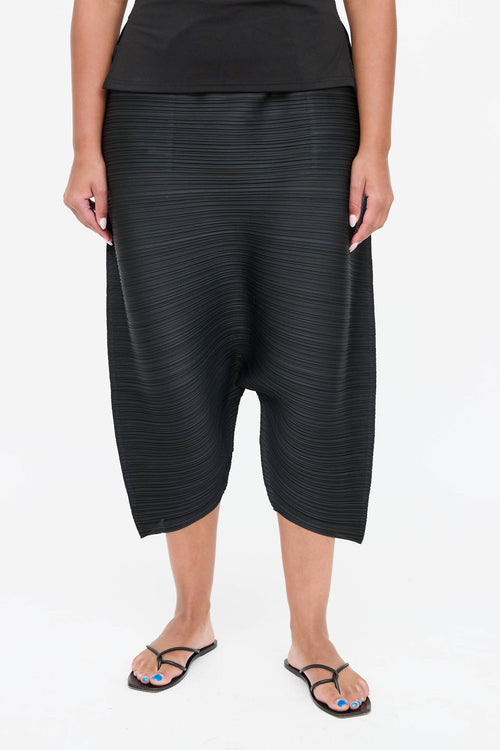 Pleats Please Issey Miyake JF Pleated Wide Leg Cropped Pant