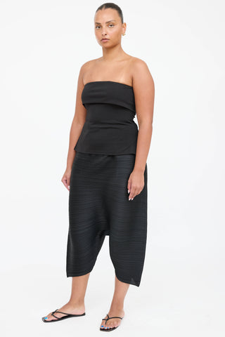 Pleats Please Issey Miyake JF Pleated Wide Leg Cropped Pant