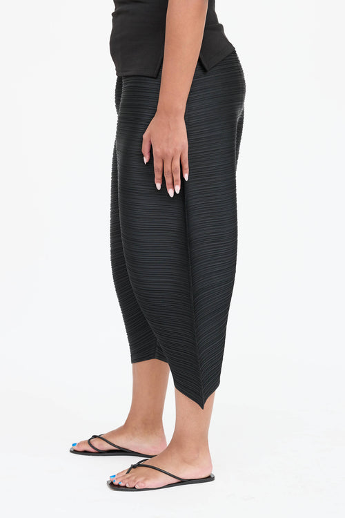Pleats Please Issey Miyake JF Pleated Wide Leg Cropped Pant