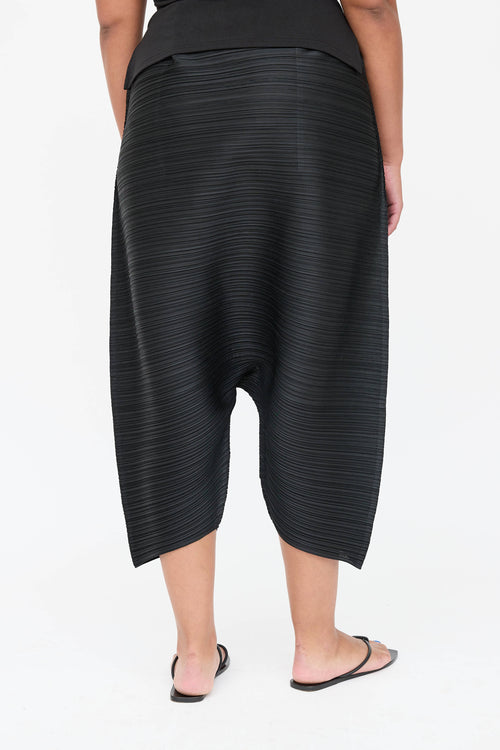 Pleats Please Issey Miyake JF Pleated Wide Leg Cropped Pant
