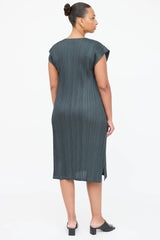 Pleats Please Issey Miyake Pleated Layered Cap Sleeve Dress