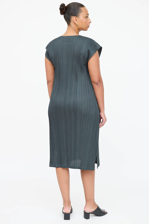 Pleats Please Issey Miyake Pleated Layered Cap Sleeve Dress