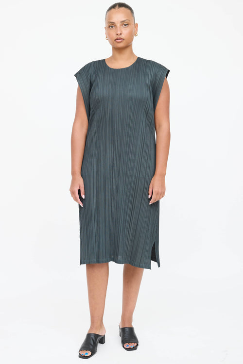 Pleats Please Issey Miyake Pleated Layered Cap Sleeve Dress