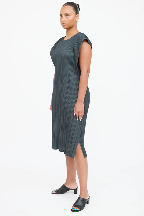 Pleats Please Issey Miyake Pleated Layered Cap Sleeve Dress