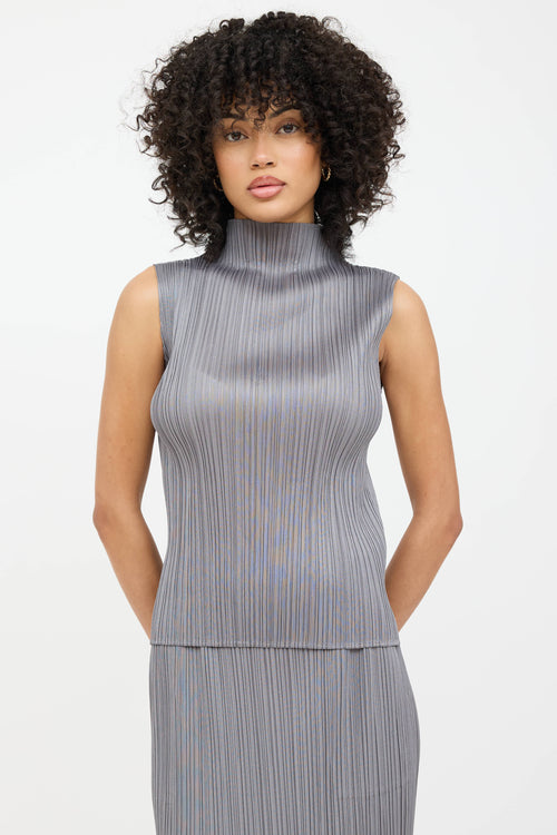 Pleats Please Issey Miyake Pleated Sleeveless Top