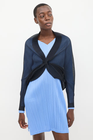 Pleats Please Issey Miyake Black Mesh Bolero Cardigan