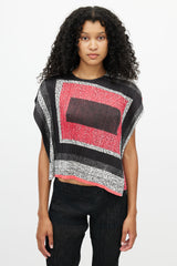 Pleats Please Issey Miyake // Black & Pink Print Top – VSP Consignment