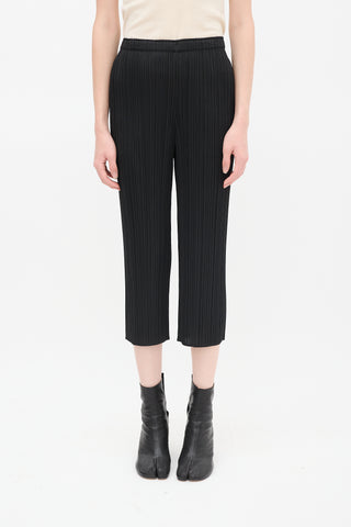 Pleats Please Issey Miyake Black Pleated Cropped Pant