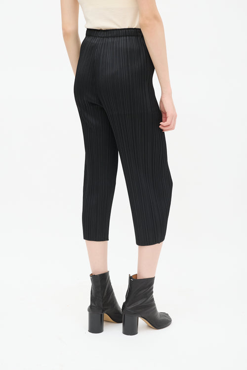 Pleats Please Issey Miyake Black Pleated Cropped Pant