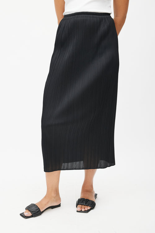 Pleats Please Issey Miyake Black Pleated Maxi Skirt