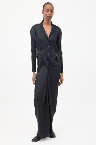 Pleats Please Issey Miyake Black Plisse Gathered Shirt