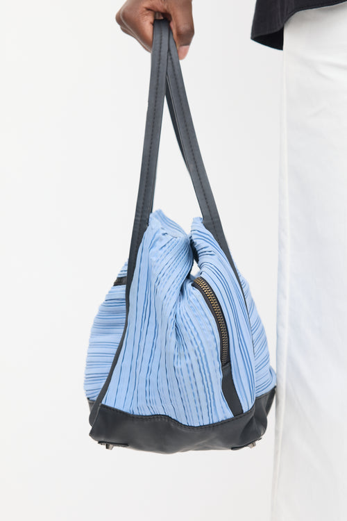 Pleats Please Issey Miyake Blue & Black Pleated Bag