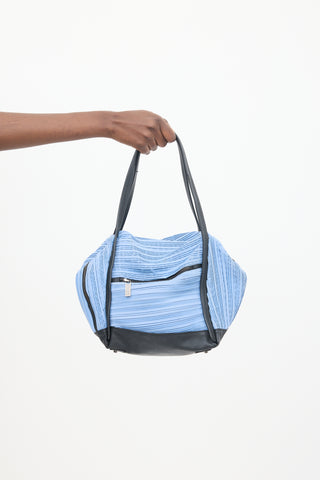 Pleats Please Issey Miyake Blue & Black Pleated Bag