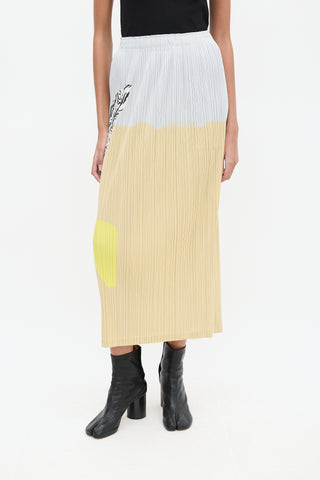 Pleats Please Issey Miyake Grey & Multicolour Pleated Maxi Skirt