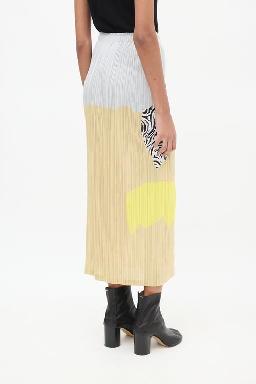 Pleats Please Issey Miyake Grey & Multicolour Pleated Maxi Skirt