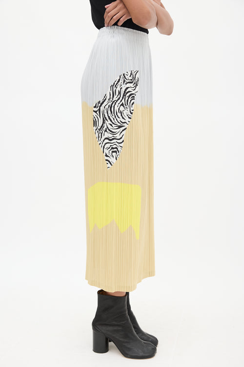 Pleats Please Issey Miyake Grey & Multicolour Pleated Maxi Skirt