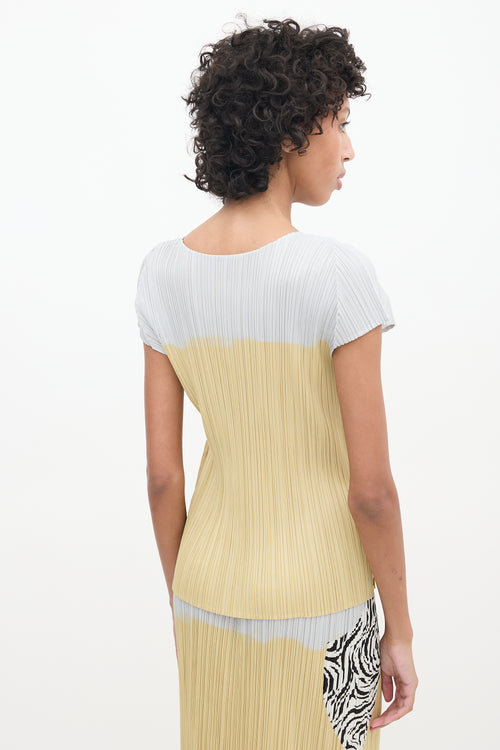 Pleats Please Issey Miyake Grey & Multicolour Pleated Top