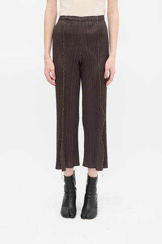 Pleats Please Issey Miyake Grey Pleated Wide Leg Pant