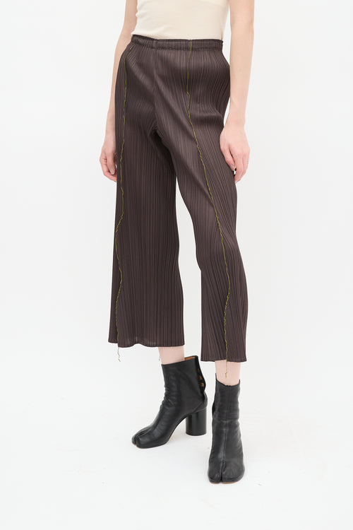 Pleats Please Issey Miyake Grey Pleated Wide Leg Pant