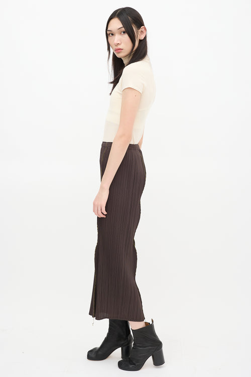 Pleats Please Issey Miyake Grey Pleated Wide Leg Pant