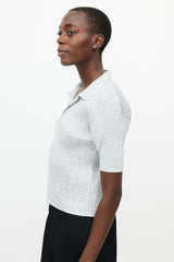 Pleats Please Issey Miyake Grey & White Pleated Polo