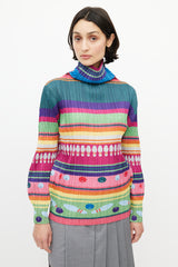 Pleats Please Issey Miyake // Multicolour Bowling Print Plisse Top 