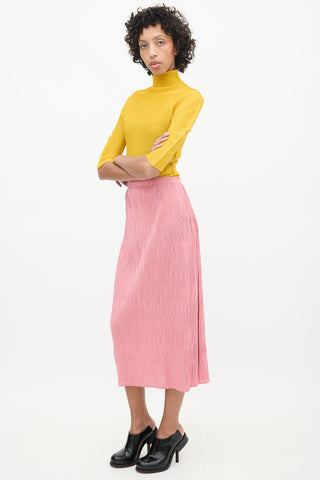 Pleats Please Issey Miyake Pink Pleated Midi Skirt