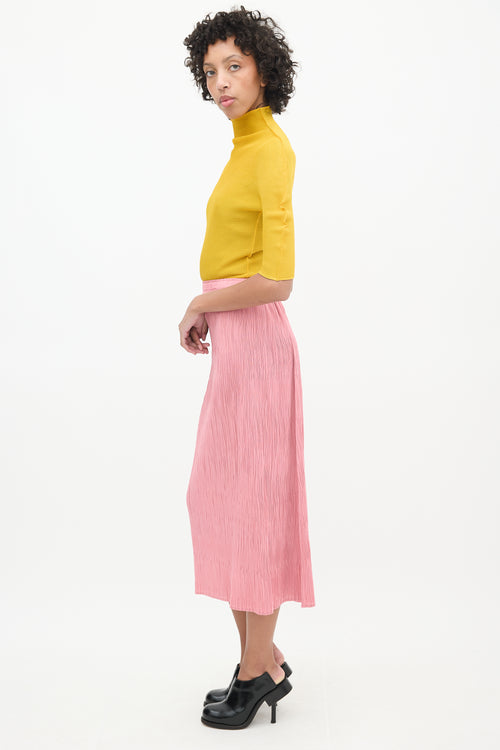 Pleats Please Issey Miyake Pink Pleated Midi Skirt