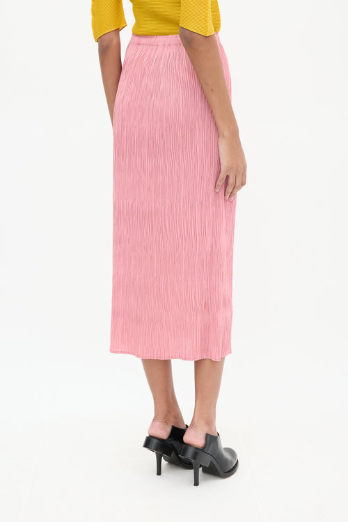 Pleats Please Issey Miyake Pink Pleated Midi Skirt