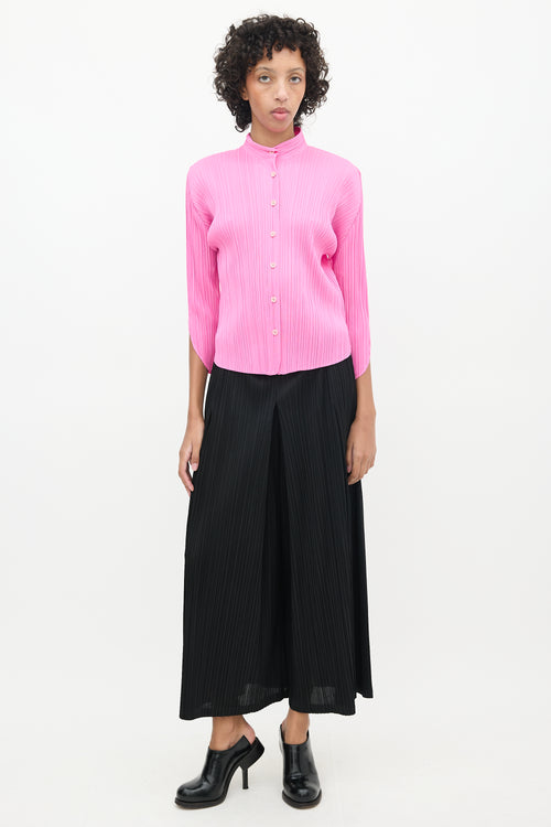 Pleats Please Issey Miyake Pink Pleated Shirt