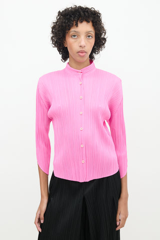 Pleats Please Issey Miyake Pink Pleated Shirt