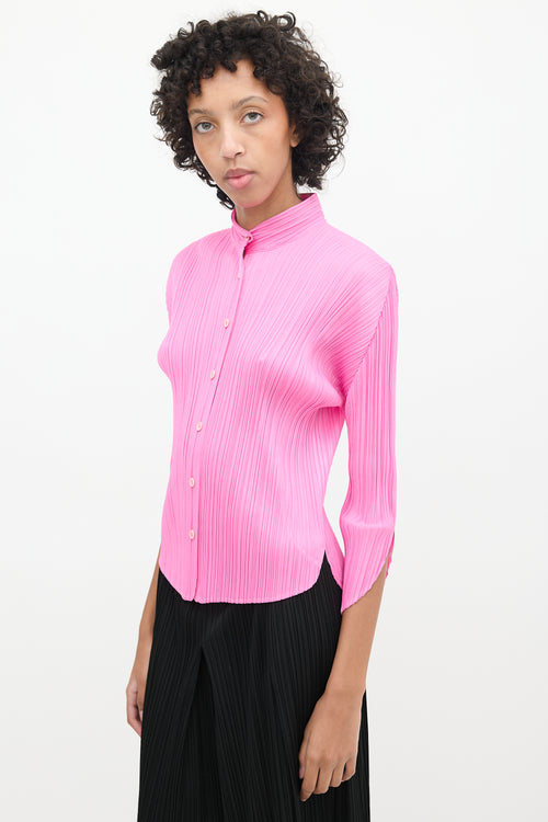 Pleats Please Issey Miyake Pink Pleated Shirt