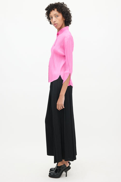 Pleats Please Issey Miyake Pink Pleated Shirt