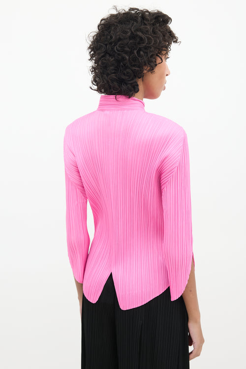 Pleats Please Issey Miyake Pink Pleated Shirt