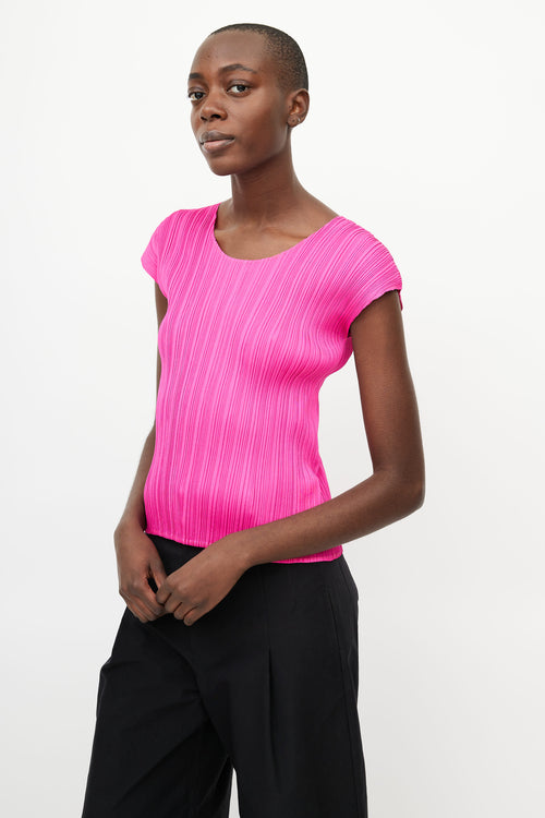 Pleats Please Issey Miyake Pink Pleated Top