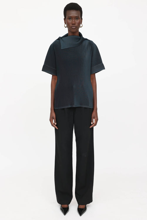 Pleats Please Issey Miyake Pleated Mock Neck Top