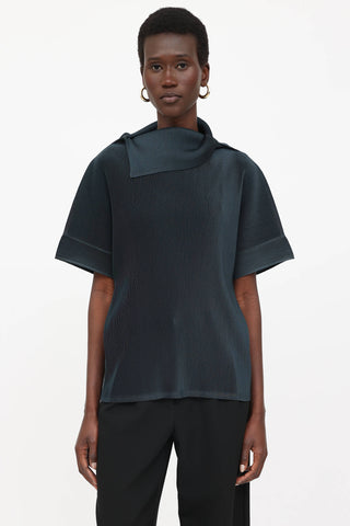 Pleats Please Issey Miyake Pleated Mock Neck Top