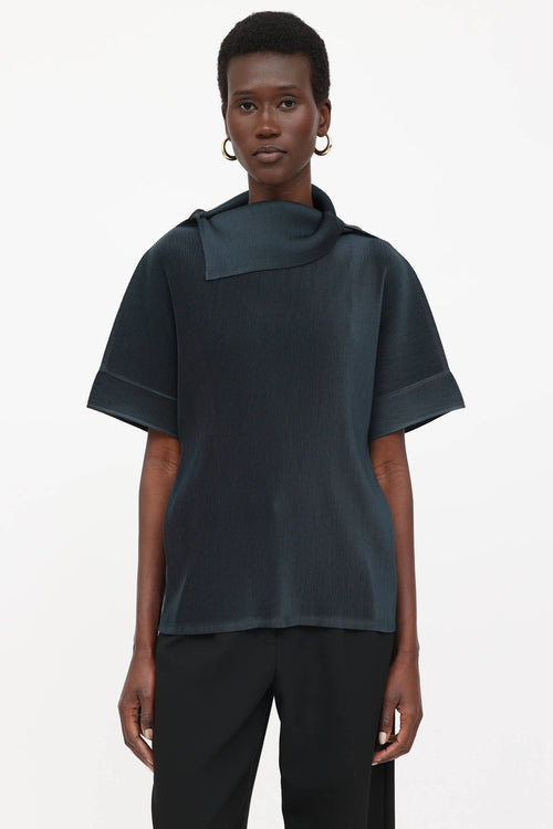Pleats Please Issey Miyake Pleated Mock Neck Top