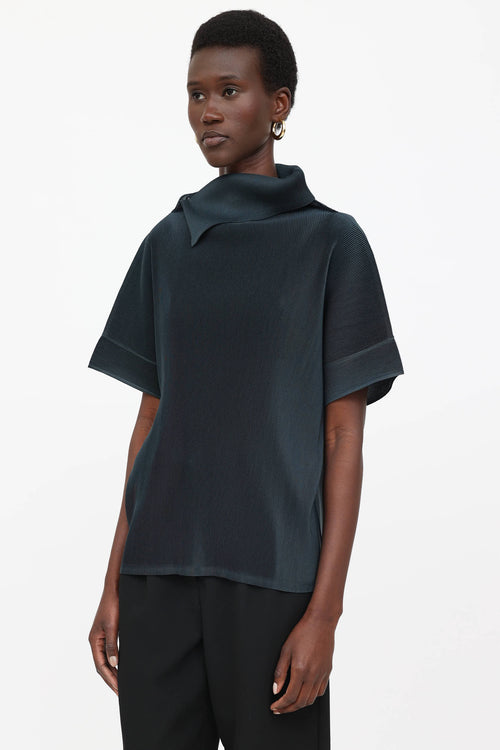 Pleats Please Issey Miyake Pleated Mock Neck Top