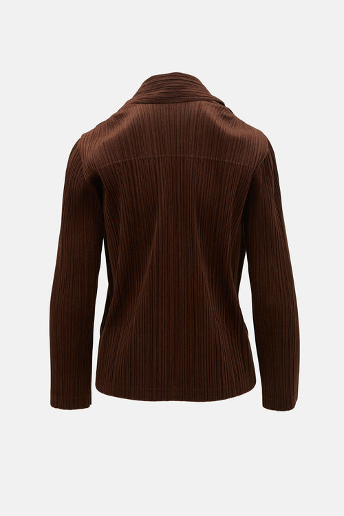Pleats Please Issey Miyake Pleated Velour Shirt