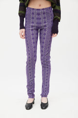 Pleats Please Issey Miyake Purple & White Argyle Legging